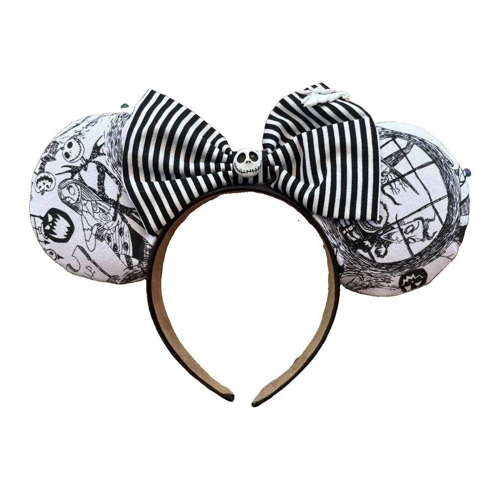 Nightmare Before Christmas Mouse Ears Headband Black And White EUC
